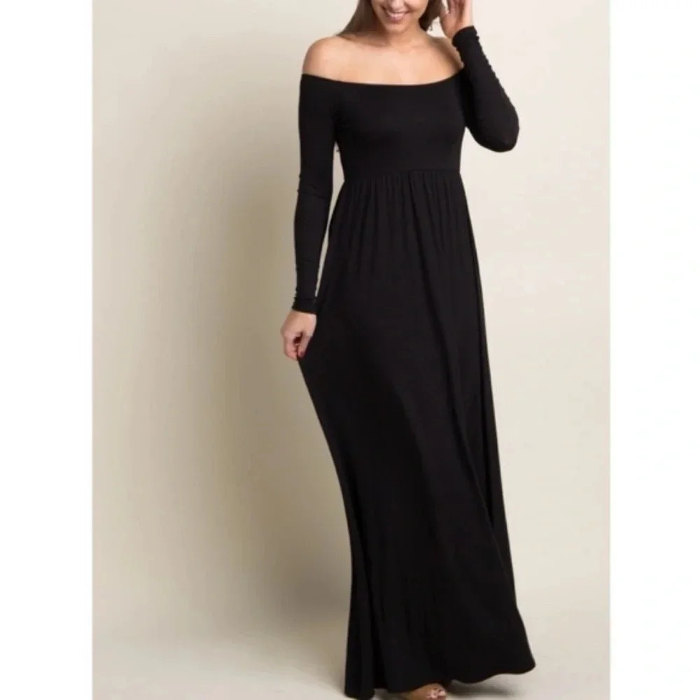 NEW*PinkBlush long sleeve off the shoulder‎ maxi